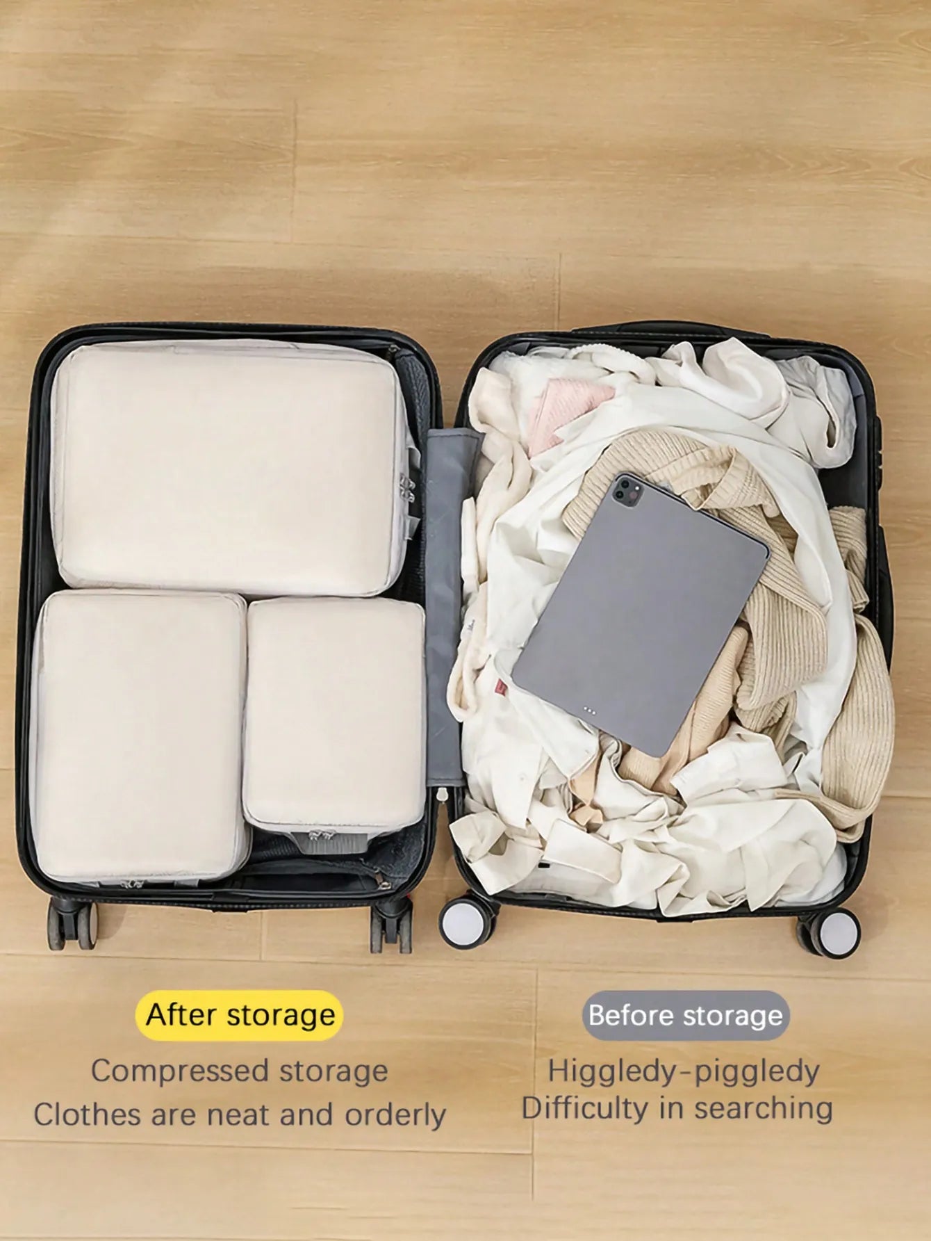 Mesh Nylon Waterproof Clothing Compression Storage Bag, Suitable for Outdoor Travel, Vacation and Home Storage Essentials - 4pcs set