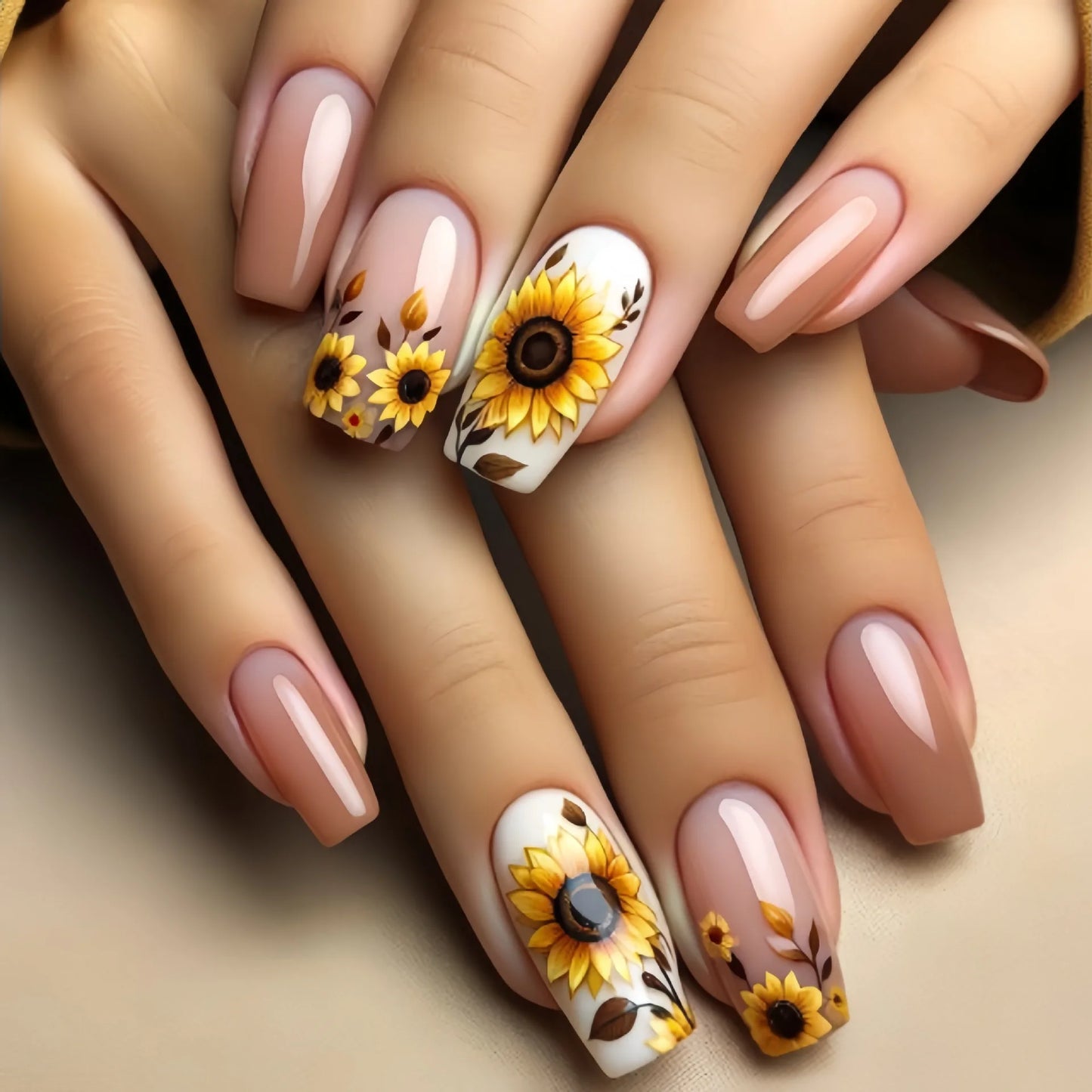 Floral Nail Art Ombre French Acrylic Nail Spice Girls