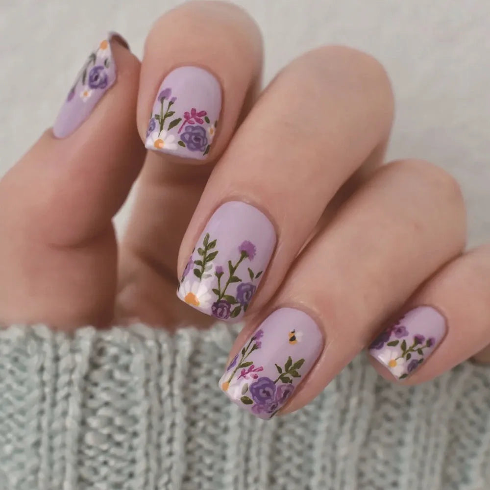 Floral Nail Art Ombre French Acrylic Nail Spice Girls