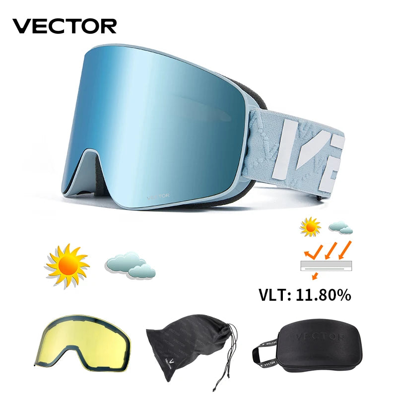 Ski Goggle - Anti Fog Magnetic Cylindrical UV400