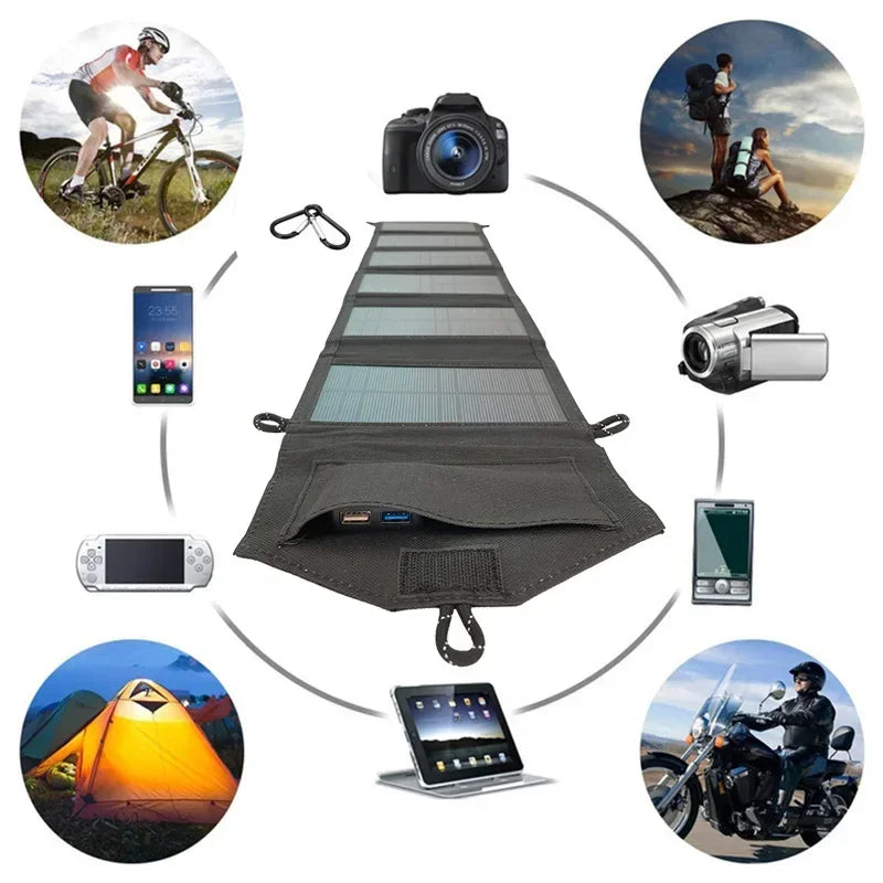 800W Foldable Solar Panel Portable 6-Fold Charger USB 5V DC Mobile Power Supply