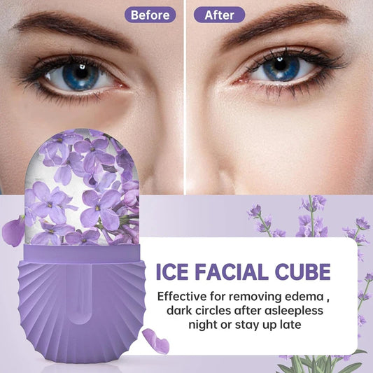 Ice Cube Facial Roller Beauty Massage Silicone Ice Mold for Eye Puffiness Ice Facial Roller Shrink Pores