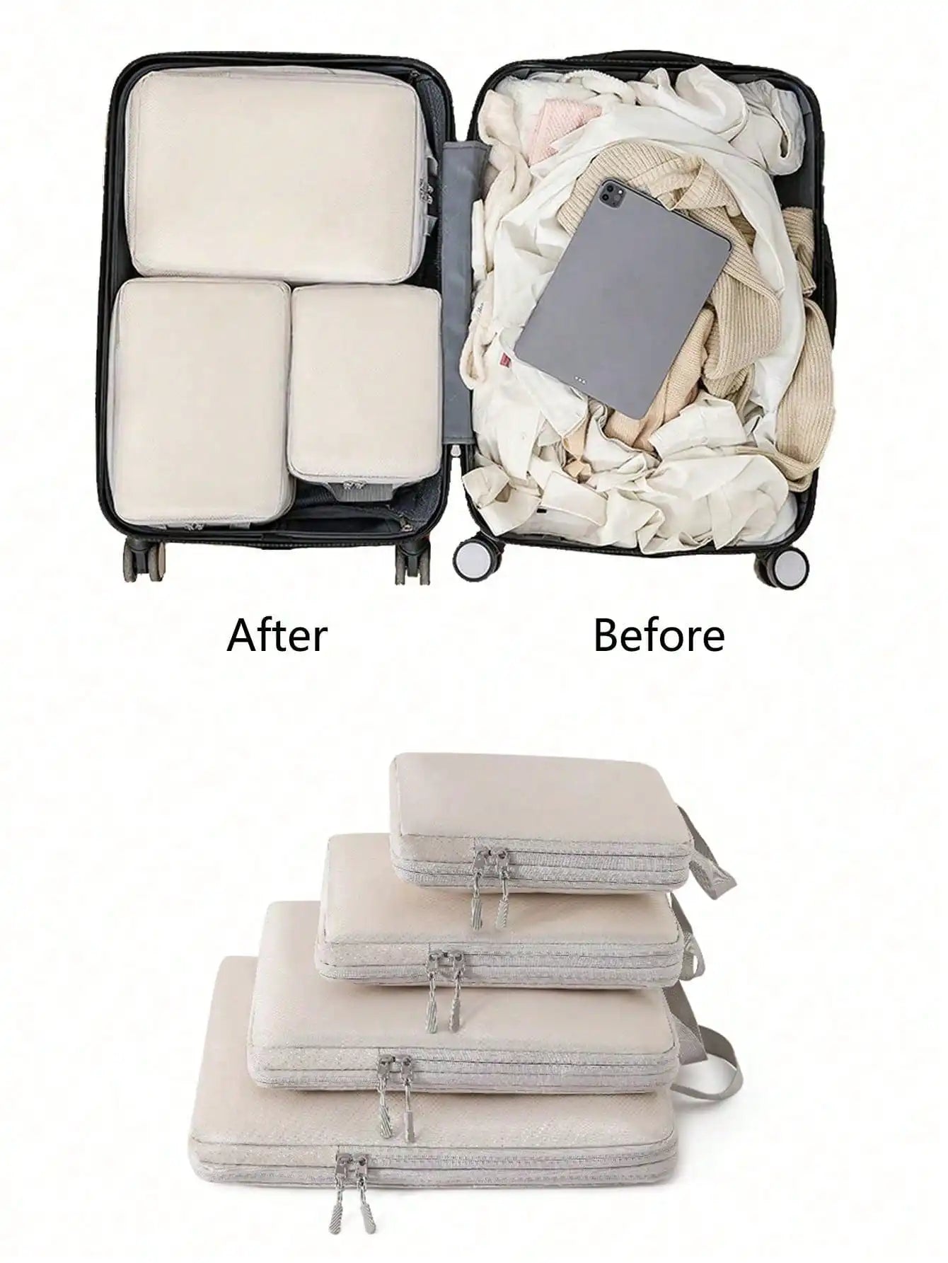Mesh Nylon Waterproof Clothing Compression Storage Bag, Suitable for Outdoor Travel, Vacation and Home Storage Essentials - 4pcs set