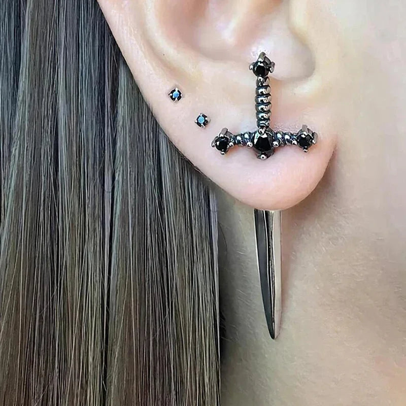 Cross Sword Stud Earrings