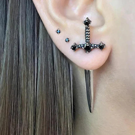 Cross Sword Stud Earrings