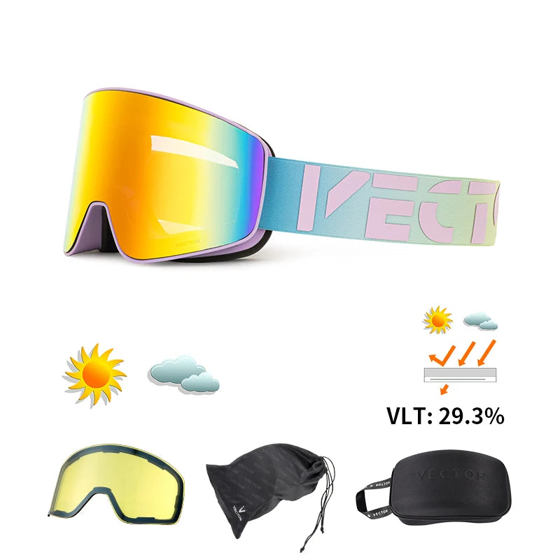 Ski Goggle - Anti Fog Magnetic Cylindrical UV400