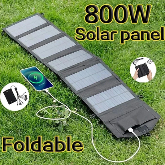 800W Foldable Solar Panel Portable 6-Fold Charger USB 5V DC Mobile Power Supply