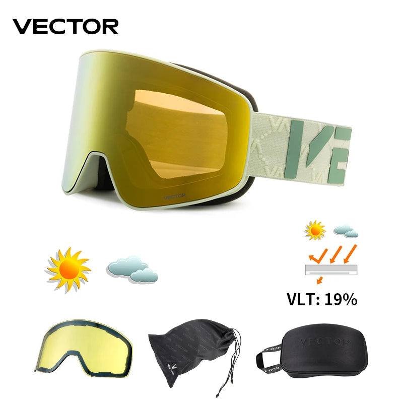 Ski Goggle - Anti Fog Magnetic Cylindrical UV400
