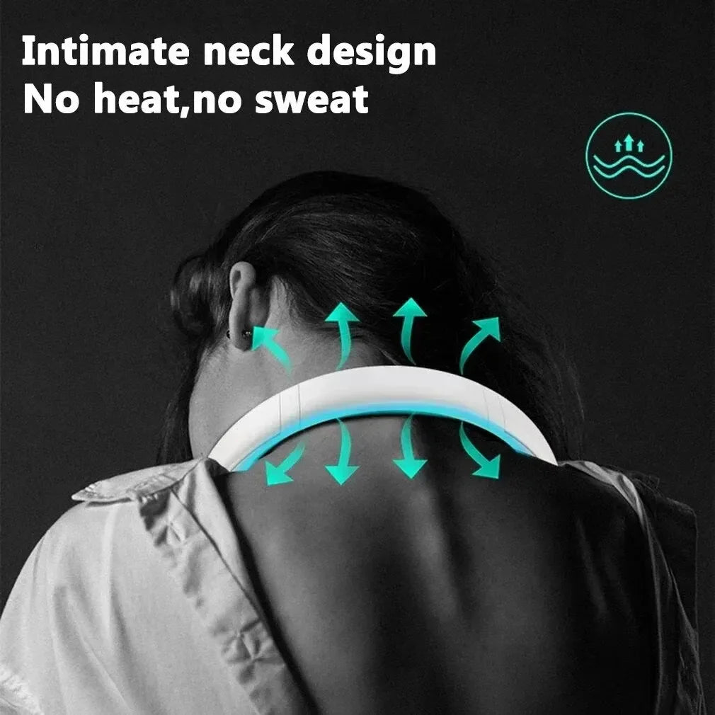 Portable Bladeless Neck Fan 1200Mah Rechargeable Air Cooler 3 Speed
