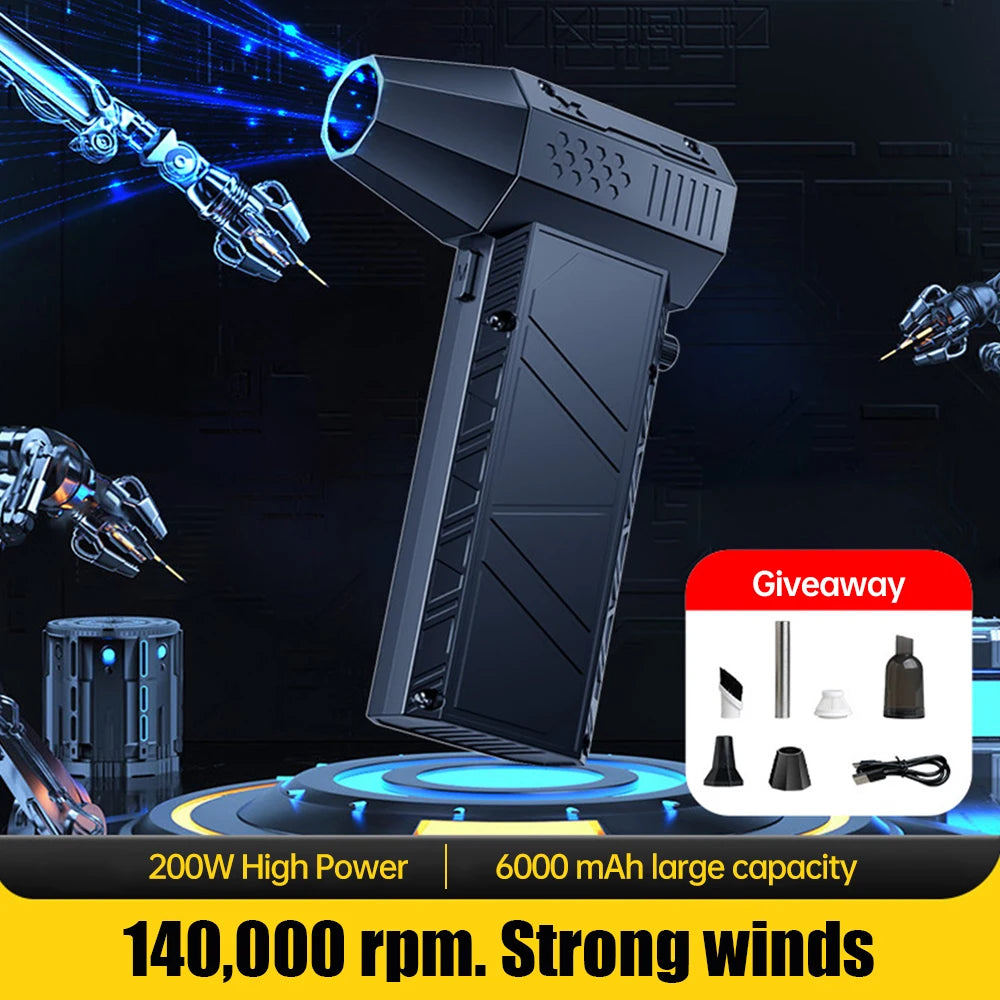 X6 Violent Fan 140,000 RPM Powerful Air Blower Vacuum Dust Cleaner Type-C Charging Strong Winds 53M/S Brushless Turbo Jet Blower