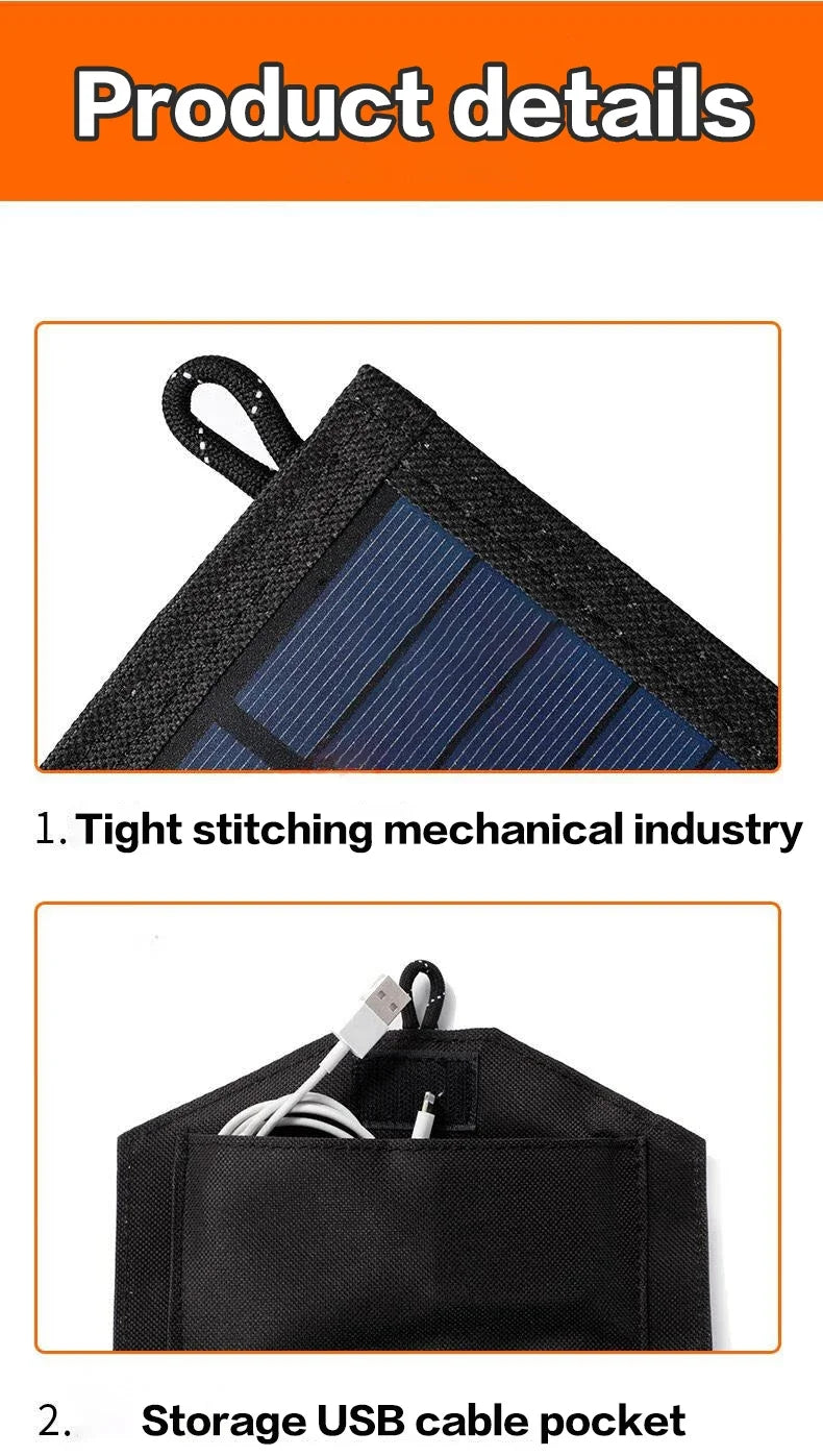 800W Foldable Solar Panel Portable 6-Fold Charger USB 5V DC Mobile Power Supply