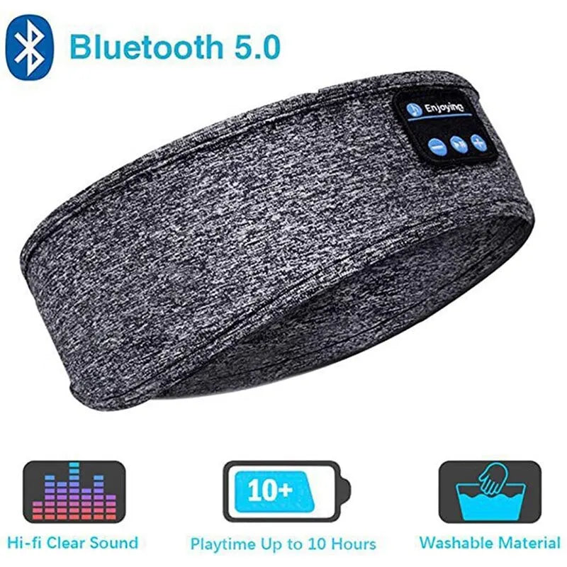 Bluetooth Sleeping Headband Elastic - Great for eye mask with soothing music, or for sports use as sweat band with music on the go