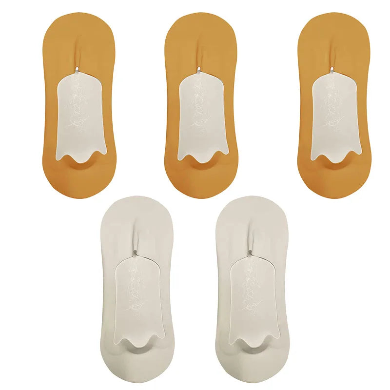 5 Pairs Men's Socks Cotton Breathable Summer Ultra-Thin No Show Ice Silk Sock Silicone Non-Slip Bottom Absorb Sweat Men Boat Sock