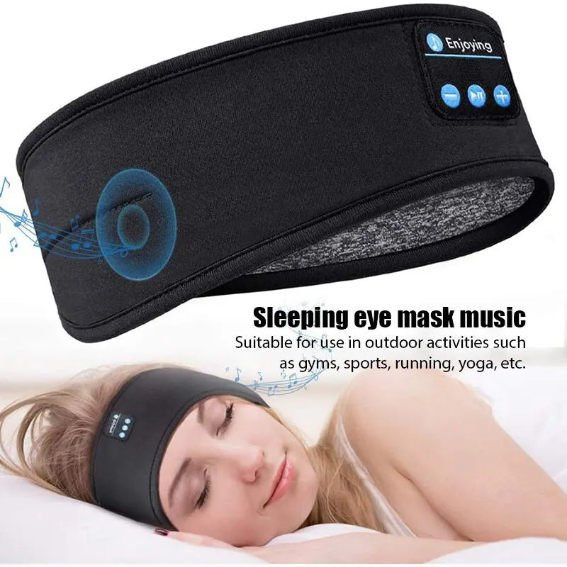 Bluetooth Sleeping Headband Elastic - Great for eye mask with soothing music, or for sports use as sweat band with music on the go