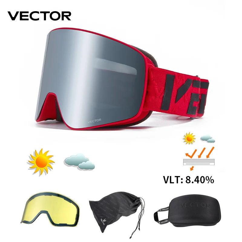Ski Goggle - Anti Fog Magnetic Cylindrical UV400