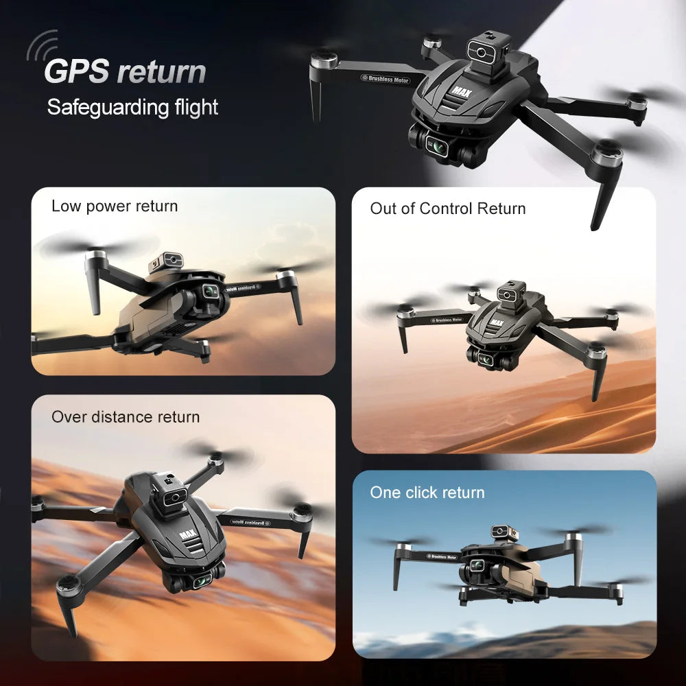 V168 Pro MAX GPS Drone with 8K HD Camera, 5G WIFI FPV, 360° Obstacle Avoidance & Large Screen RC Quadcopter