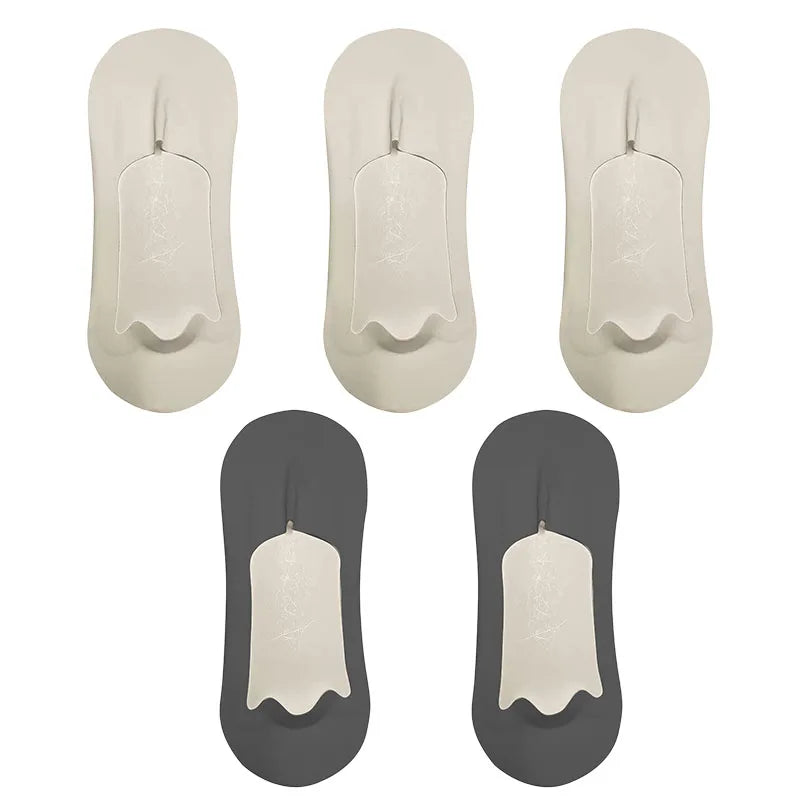 5 Pairs Men's Socks Cotton Breathable Summer Ultra-Thin No Show Ice Silk Sock Silicone Non-Slip Bottom Absorb Sweat Men Boat Sock