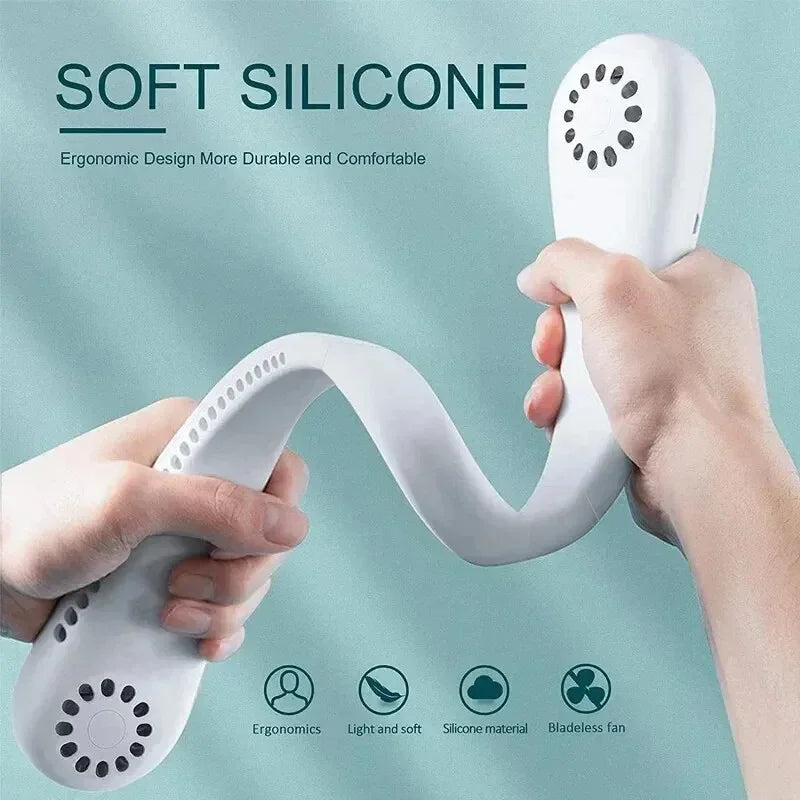 Portable Bladeless Neck Fan 1200Mah Rechargeable Air Cooler 3 Speed