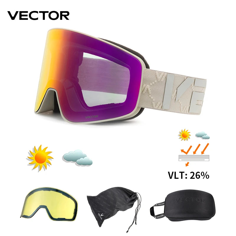 Ski Goggle - Anti Fog Magnetic Cylindrical UV400
