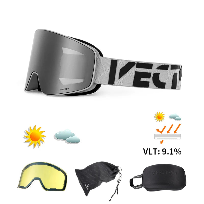 Ski Goggle - Anti Fog Magnetic Cylindrical UV400