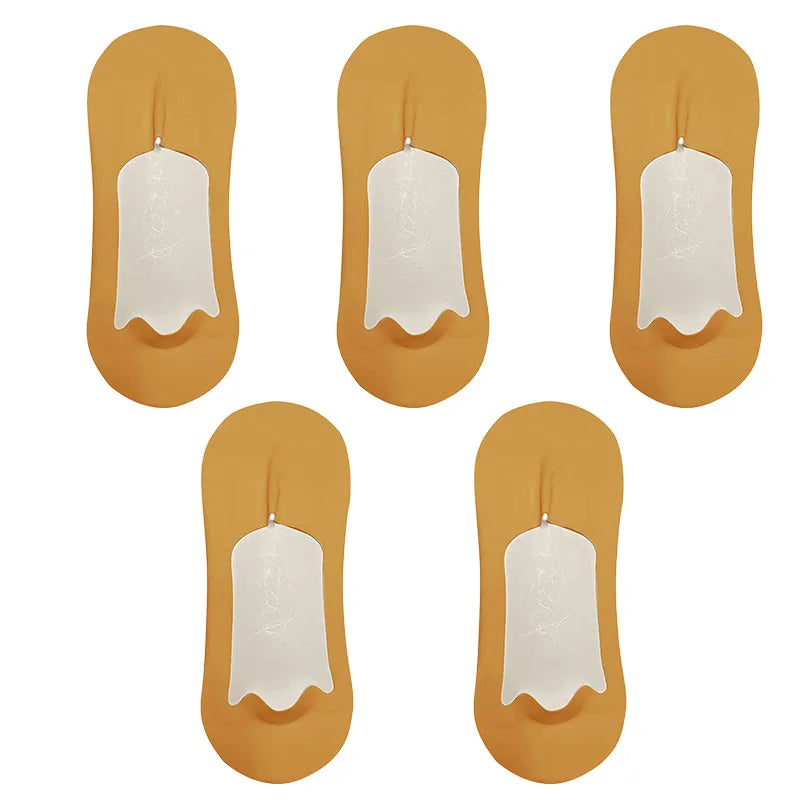 5 Pairs Men's Socks Cotton Breathable Summer Ultra-Thin No Show Ice Silk Sock Silicone Non-Slip Bottom Absorb Sweat Men Boat Sock