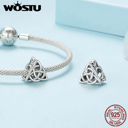 Silver Hollow Celtic Knot Charm Beads