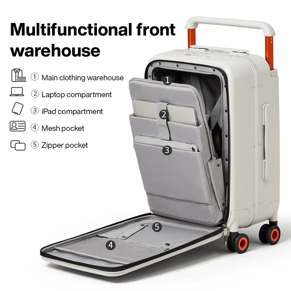 Stylish 2024 New Design Wide Handle Suitcase Carry-On Luggage Aluminum Frame