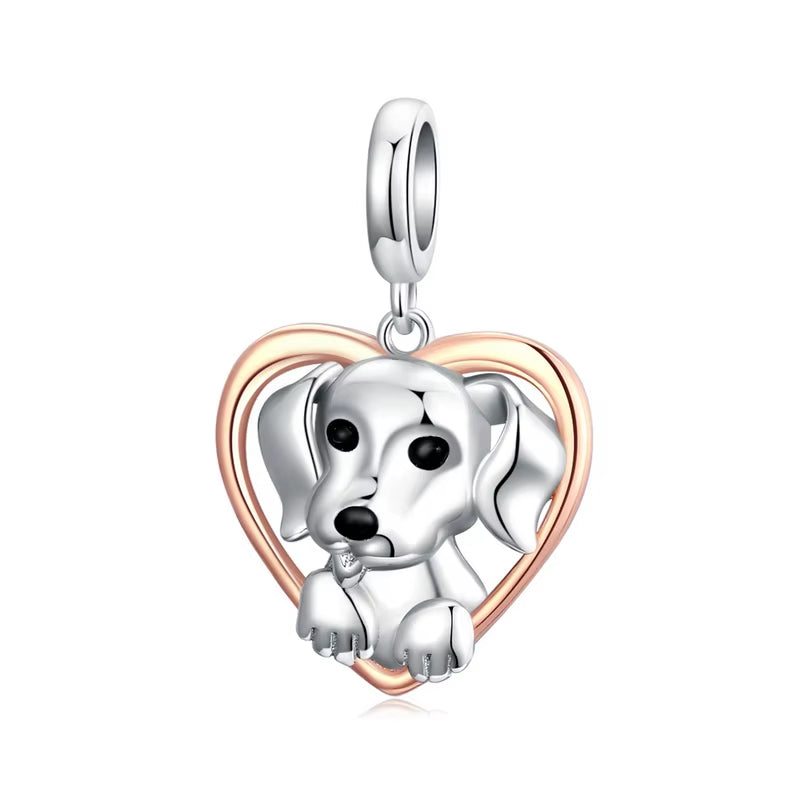 Dog Charms Silver Pendant Beads