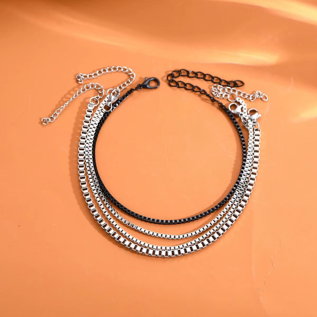 4PcsSet Stainless Steel Box Chain Bracelet