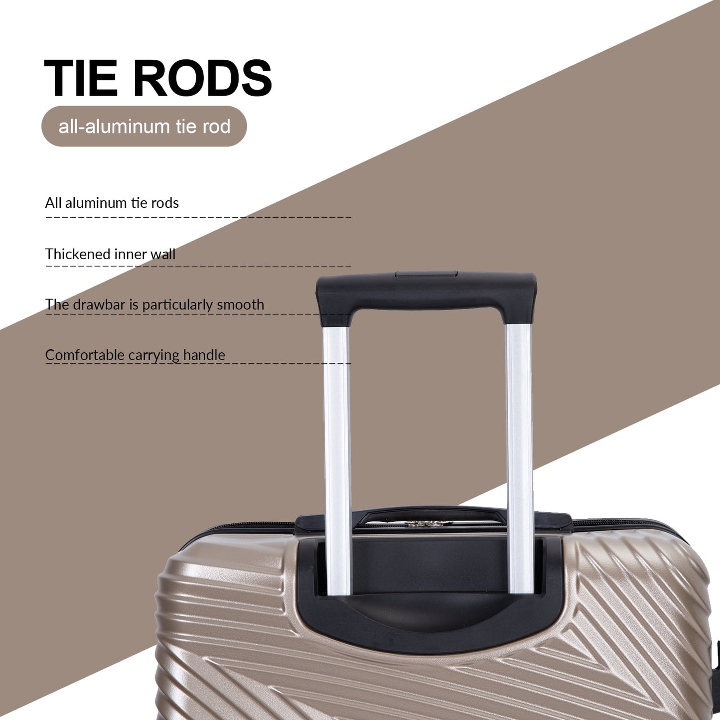 Luggage 3 Piece Set, Suitcase Set with Spinner Wheels Hardside Lightweight Luggage Set 20In 24In 28In (Golden)