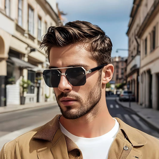 Men's Sunglasses Square Half Frame Casual Trend