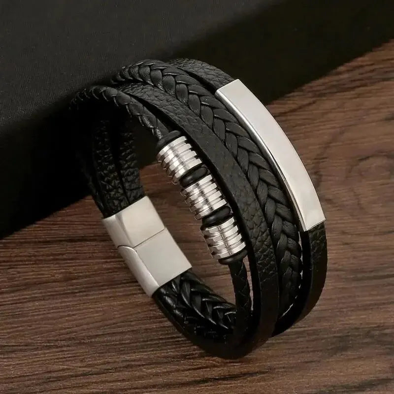 Multi Layers PU Weaved Leather Bracelet