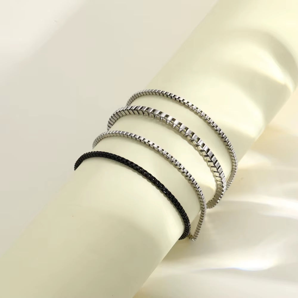 4PcsSet Stainless Steel Box Chain Bracelet
