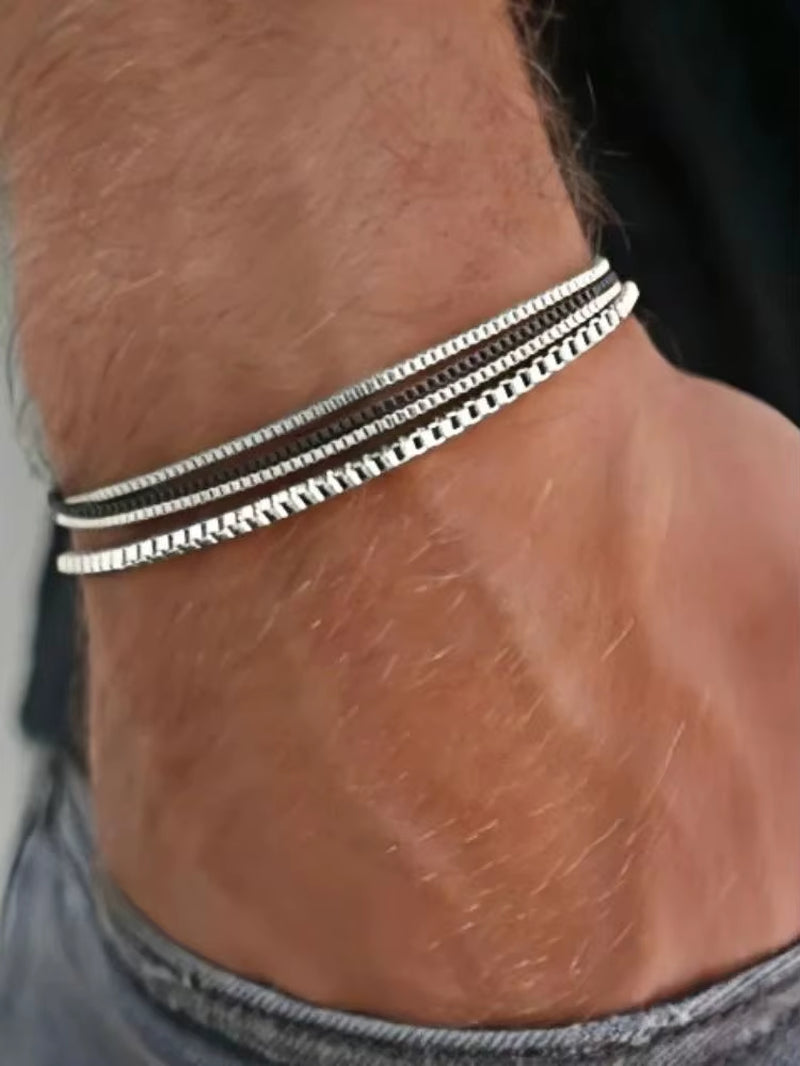 4PcsSet Stainless Steel Box Chain Bracelet