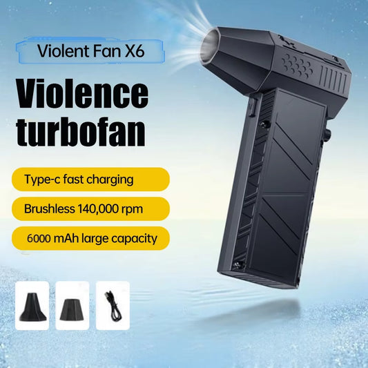 X6 Violent Fan 140,000 RPM Powerful Air Blower Vacuum Dust Cleaner Type-C Charging Strong Winds 53M/S Brushless Turbo Jet Blower