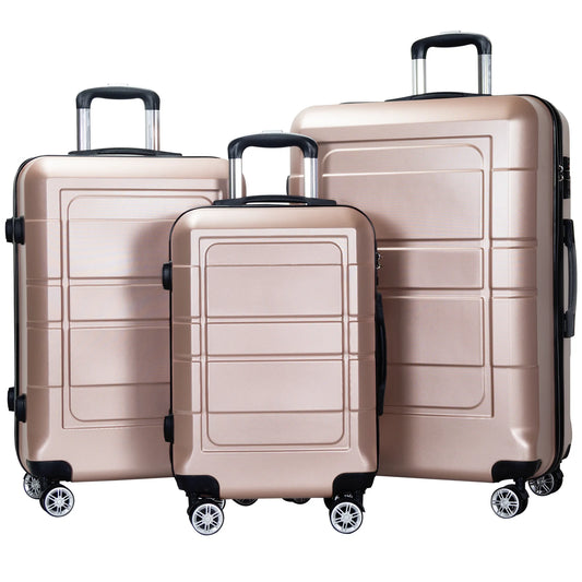 3 Piece Suitcase Luggage Set - Rose Gold