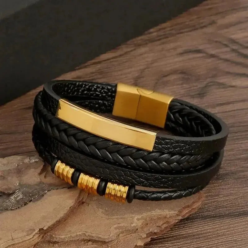 Multi Layers PU Weaved Leather Bracelet