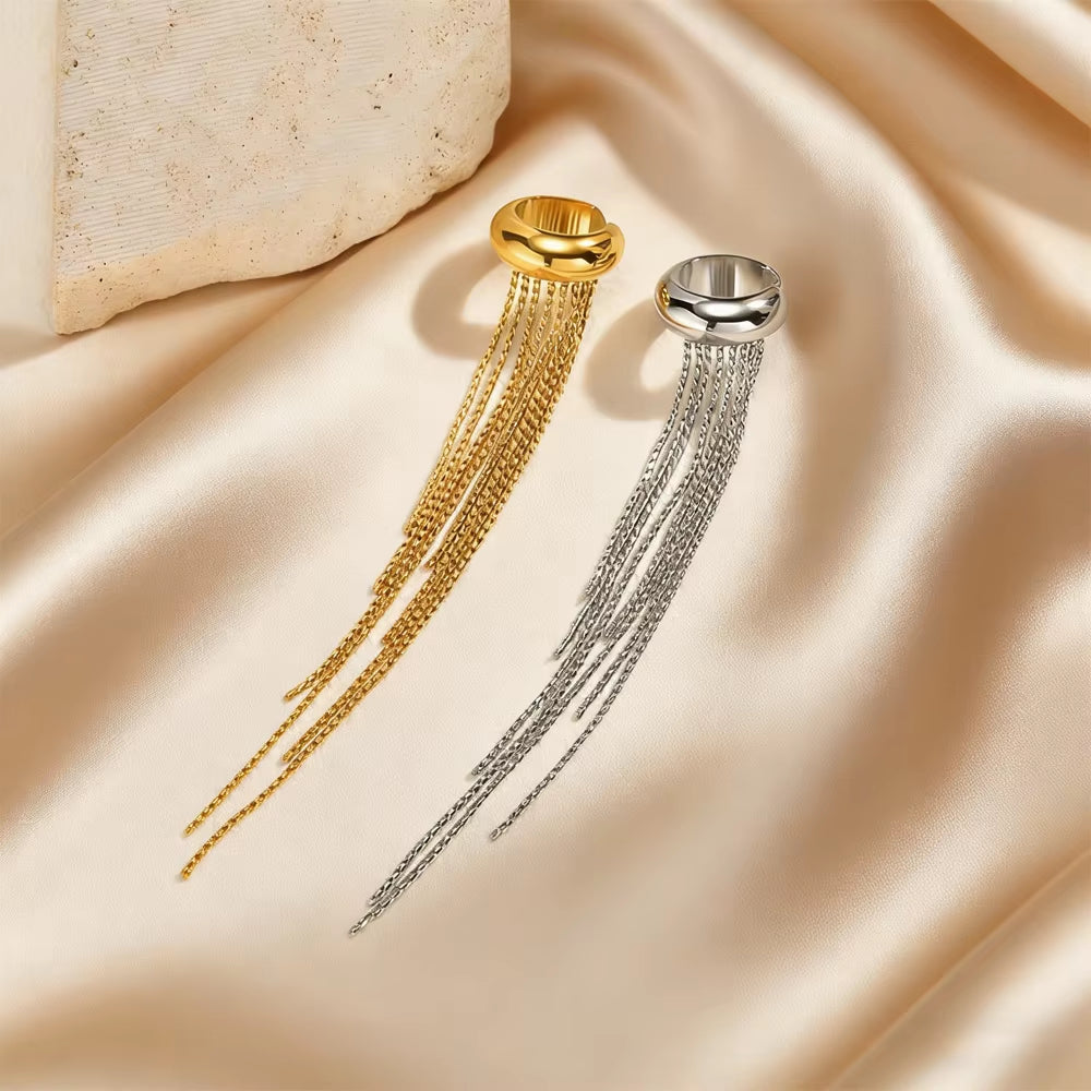 Long Tassel C-Shaped Ear Clips