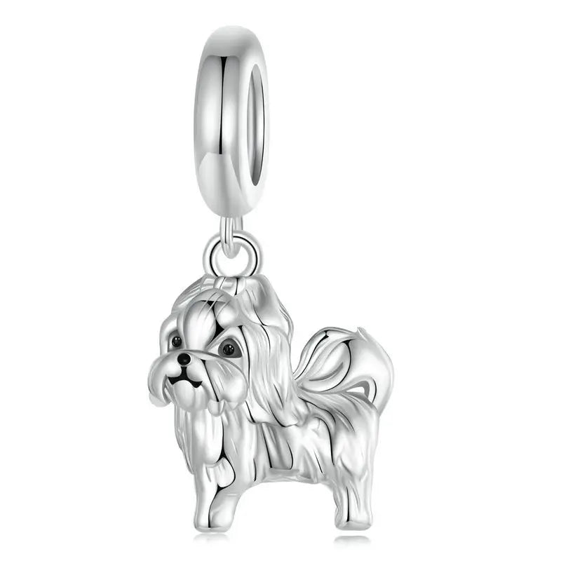 Dog Charms Silver Pendant Beads
