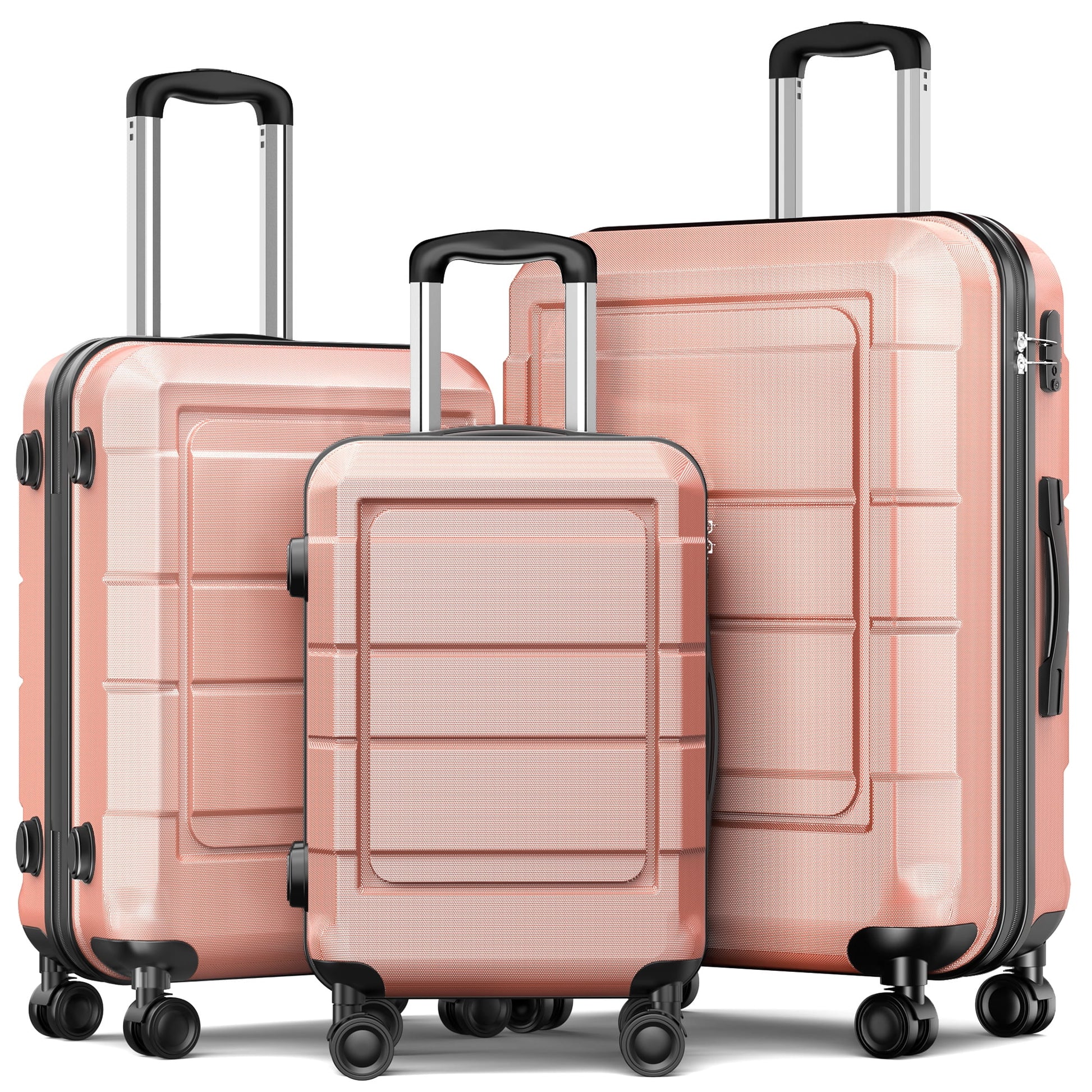3 Piece Suitcase Luggage Set - Rose Gold
