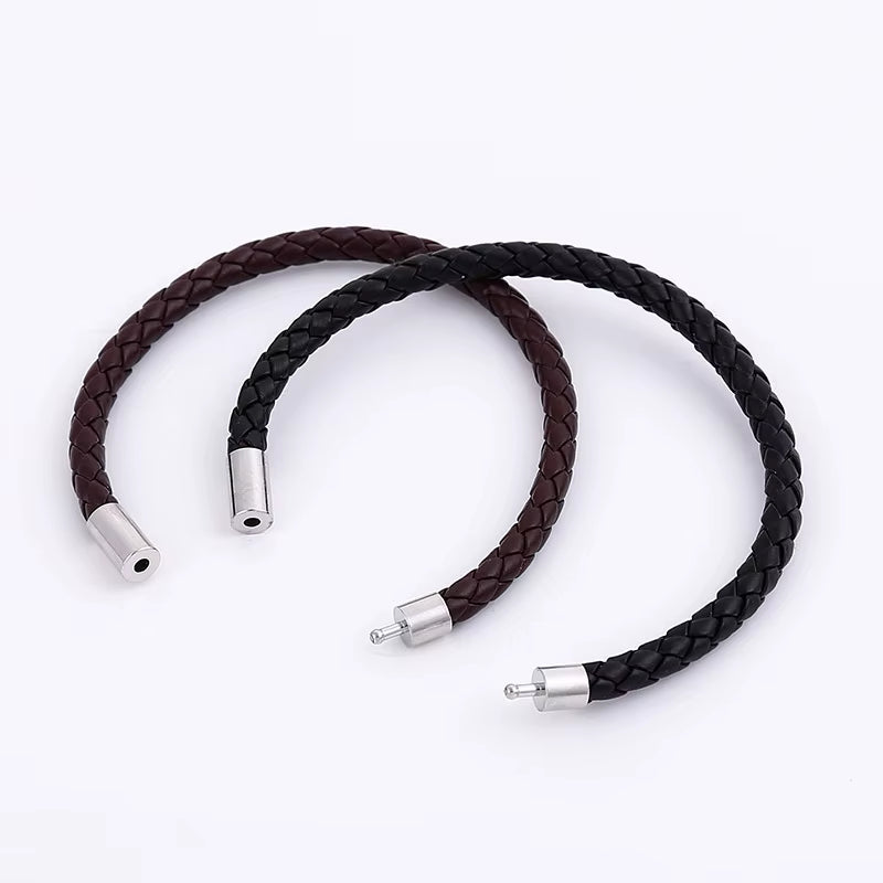 2PCS Black plus Brown PU Leather Magnetic Suction Bracelet