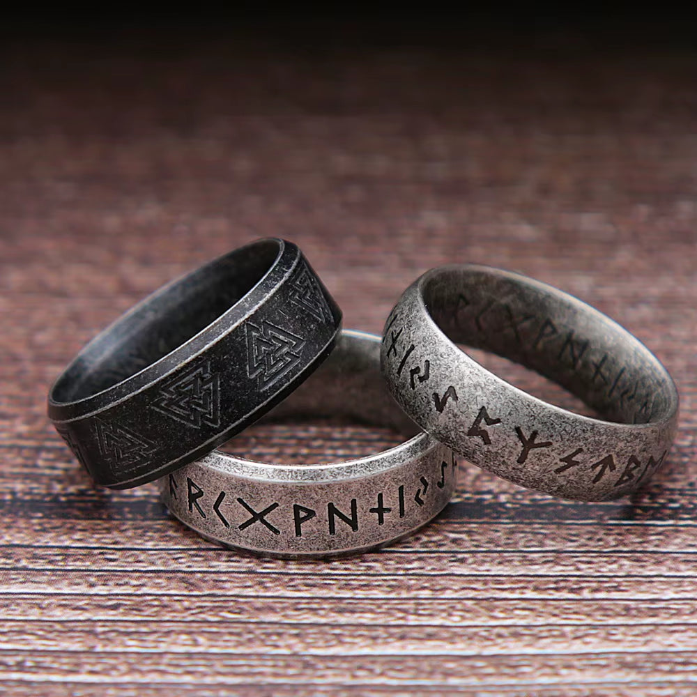 Retro Viking Rune Stainless Steel Ring